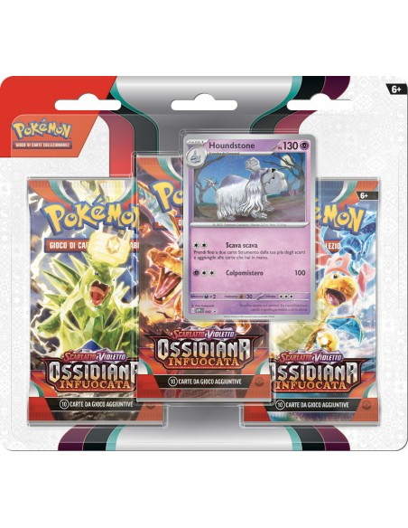 Pokemon - Ossidiana Infuocata - Blister 3 Buste - Houndstone - (ITA)