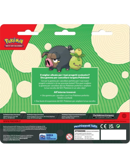 Pokémon - Blister 2 Buste - Gomma per Cancellare - Smolive - (ITA)