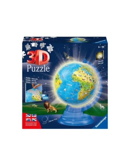 Ravensburger - Mappamondo con luce - 11498 - Puzzle 3D 188 pezzi - Tempus  Doni Giochi