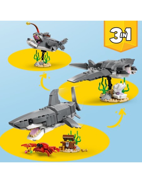 Lego - Creator 3 in 1 - Squalo con scrigno del tesoro - 31381