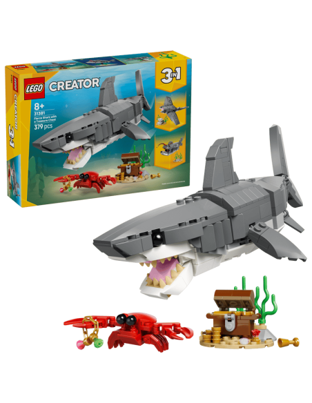 Lego - Creator 3 in 1 - Squalo con scrigno del tesoro - 31381