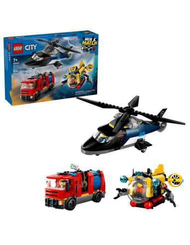 Lego - City - Elicottero, autopompa e sottomarino - 60462