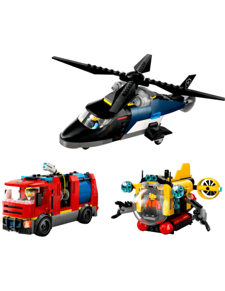 Lego - City - Elicottero, autopompa e sottomarino - 60462